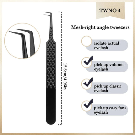 NEW 1pc Anti-static Right Angled & Curved Tweezers for Eyelash Extensions & Eyebrow Isolation Nano Precise Lash Tweezers Tool