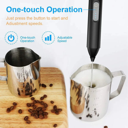 Handheld Milk Frother, Electric Mini Mixer, Portable Blender, 3-Speed Adjustable USB Rechargeable Milk Mixer, Food Mixer
