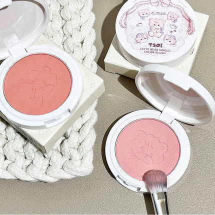Monochrome Cute Blusher Peach Milk Pink Cream Natural Cheek Tint Brighten Waterproof Matte Face Contouring Blush Palette Makeup