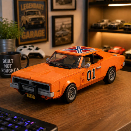 Classic American Muscle Car Building Blocks MOC Movie Prop Collectible Hazard 47th Anniversary Adult Gift
