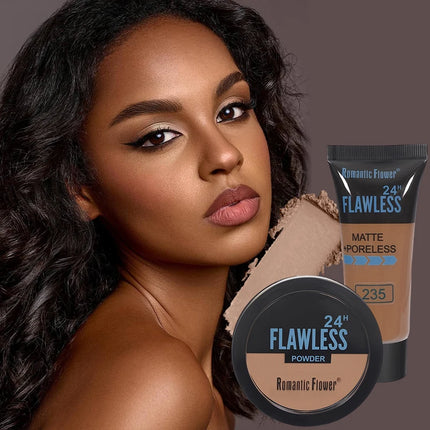 Three-color dark skin pressed powder concealer set, matte effect, oil control, waterproof, sweat-proof, create facial shadows