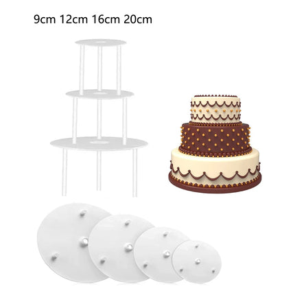 Cake Layer Support Frame, Reusable 9/12/16/20/26 cm Cake Board and Cake Pin Rod for Layered Cake Structure and Stacking
