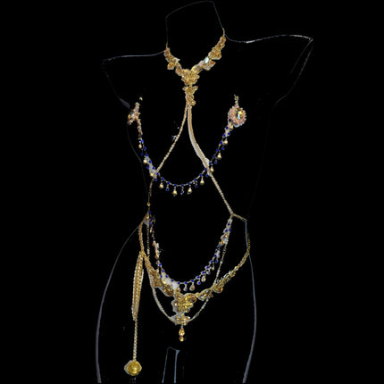 Sexy Gold Collar Sparkling Rhinestone Nipple Clamps BDSM Body Restraint Couple Training Waist Chain Female Sexy Accessories 18+
