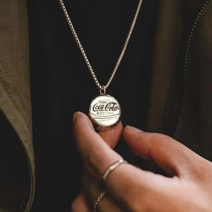 American Twisted Coke Bottle Cap Pendant Male and Female Personality Necklace Ins Style Punk Hip Hop Trend Gift