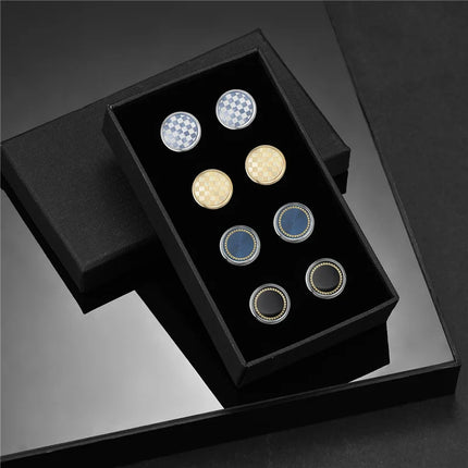 4 Pair Cufflinks For Mens With Gift Box Man Shirt Cufflinks Wedding Guests Gifts Men Gift For Husband Business Tie Clip T0204022