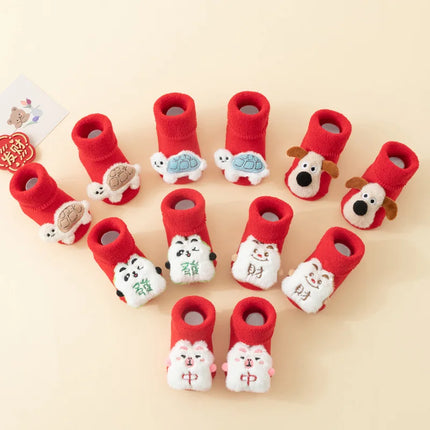 Newborn Cotton Winter Autumn Baby Girls Boys Kids Socks Infant Christmas Santa Claus Terry Warm slippers Children Sock 0-3years