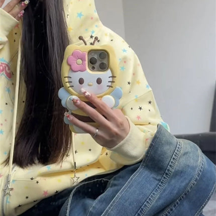 2025 Spring And Autumn New Plus Size Thin Full Stars Print Hooded Coat Collection Casual Fashion Trends Versatile Lazy Wind