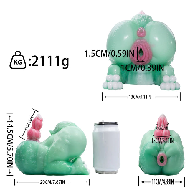 ORALSX Soft Silicone Male Masturbator with 3D Textured Realistic Animal Vagina Pocket Pussy Dual Tunnels For Man Penis Training