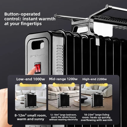 Oil-filled radiator heater, household energy-saving fan heater, indoor fast-heating stove, electric heater, 2025 new model.