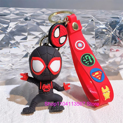New Q Style Spider Hero Keychain Cartoon Super Heroes Deadpool Cute Doll Keyring Ornament Key Chain Pendant Kids Toys Gifts