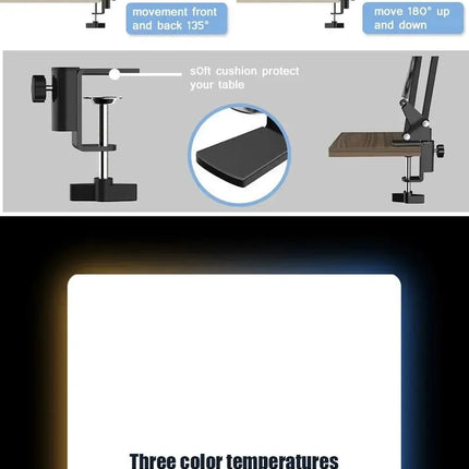 BSLIUFANG LED Photography Light Selfie Lights Conference Lighting Lamp With Scissor Arm Stand For Zoom YouTube Live Streaming