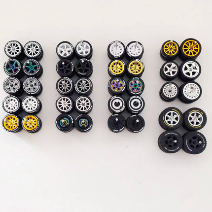20 Sets 1/64 Wheels Rubber Tires Diameter 9.8mm 11mm 14mm 17mm for Matchbox/Domeka/HW 1:64 Diecast Alloy Car Models