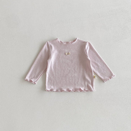 Autumn baby and toddler long-sleeved overalls set: A casual base layer shirt and a sweet two-piece set of printed overalls