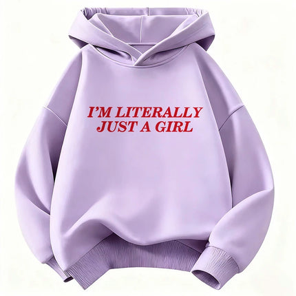 "I'm Literally Just A Girl" Letter Printed Children's Sweatshirt Cute Hoody for Boys Girls Spring Casual Hoodies