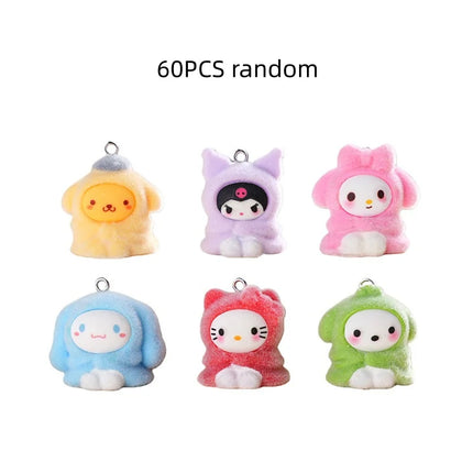 6/60PCS Cute Plush Keychain Pendant Resin Doll Bag Hanging Jewelry DIY Jewelry Accessories