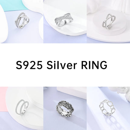 Shine Zircon Ring 925 Silver Original Stone Multi Layer Simple Infinitely Wide Rings For Women FineJewelry Wedding Party Gift