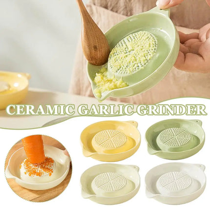 White Simple Style Ceramic Ginger Grater Tool Hand Grinder Garlic Masher Portable Porcelain Carrot Ginger Grinding Kitchen Tool