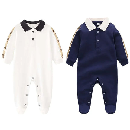 Baby Boy Spring Autumn Outerwear Pure Cotton Romper Stylish Newborn Infant Men's Women's Baby Long Sleeve Crawler Korean Version
