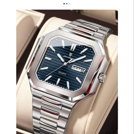 POEDAGAR Business Men's Watch Waterproof Luminous Date Week Classic Watches For Men Stainless Steel Men's Quartz Wristwatch Reloj