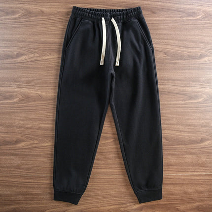 Autumn Winter New American Retro Thick Knitted Sweatpants Men's Simple Elastic Waist Drawstring Sport Casual Ankle-tied Pants