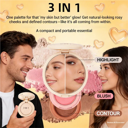 Miss Lara 3-Layer Makeup Palette High-Gloss Blush Pearlescent Matte Finish Multifunctional Valentine's Day Gift for Women