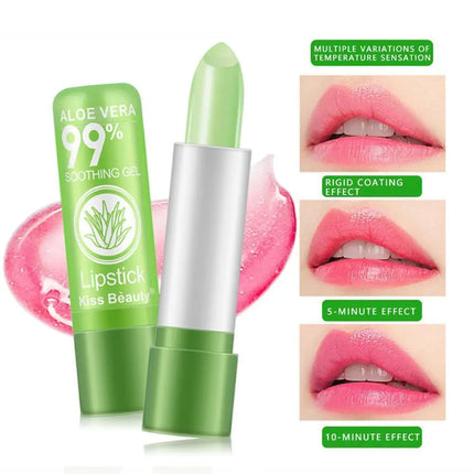 1-10pcs Moisturizing Aloe Vera Lipstick Temperature Color Changing Lip Balm Lasting Nourishing Lip Care Anti-drying Lip Balm