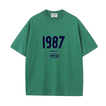 summer new Hot figure Simplicity Numbers 1987 print cotton men's and women's T-shirts Fashion casual shopping shirt short sleeve