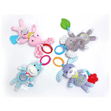 New Baby Plush Rattles Cartoon Animals Grab Ability Training Toy Infant Stroller Bed Hanging Bell Plush Dolls Educational Toys