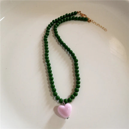 Kpop Boho Colorful Cherry Heart Star Pendant Peart Choker Necklace For Women Sweet Aesthetic Y2K Harajuku Jewelry Accessories