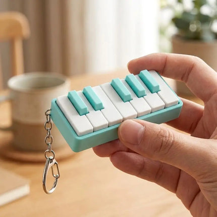 3D Printed Piano Stress Clicker Keychain Novelty 12-key Press Piano Keyboard Clicker Plastic Click Sound Effect