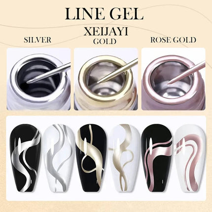 5ml Super Bright Silver Metallic Painting Liner Gel Nail Polish Drawing Stripe Graffiti Mirror Pull Line UV Gel Varnish