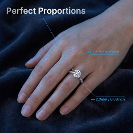 New D VVS1 Moissanite 0.5-2ct 925 Sterling Silver Ring for Women 6 Claw Jewelry Shining Classic Imitation Diamond Wedding Ring