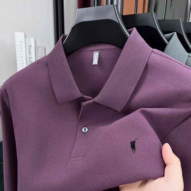 2025 New 100% Cotton High end Brand Men's Long sleeved Polo Shirt Autumn Fashion New Luxury Original Embroidery Top Golf T-shirt