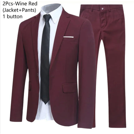 Suits For Men Wedding 2 Pieces Set Elegant Jackets Pants  Blazers Slim Fit Formal Outfit Fashion Business Classic 2025 Costume