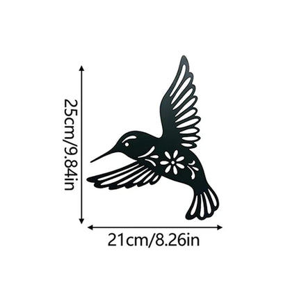 3Pcs/Set Black Metal Hummingbird Wall Decor Hollow Out Iron Art Bird Sculpture Ornament Waterproof Hanging Figurines
