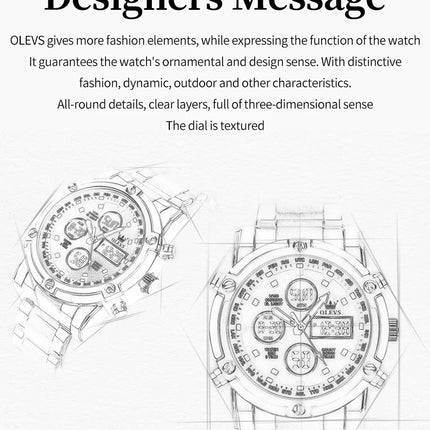 OLEVS 2024 New Mens Watches Top Brand Luxury Sport Digital Quartz Wristwatch For Men All Steel Military Waterproof Clock+Box