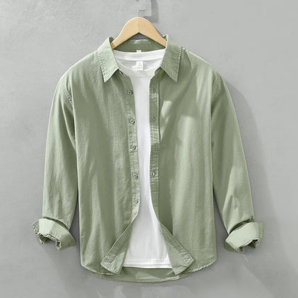 Men's Long-Sleeved Casual Shirt, Artistic Fresh Cotton Lapel Loose Shirt, Outdoor Camping Thin Coat, Cardigan Top