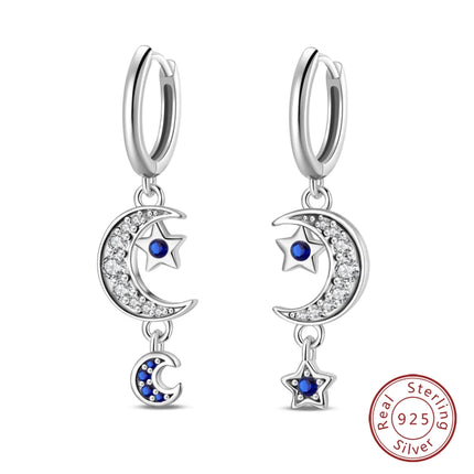 Real 925 Sterling Silver Star Earrings For Women Sparkling Zircon Ear Studs Luxury Fine Engagement Wedding Jewelry Gift For Girl