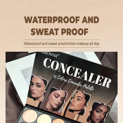 15 Colors Face Concealer Camouflage Cream,Waterproof for Covering Facial Blemishes,Dark Circles,Freckles,Scars,with Brightening