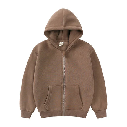 1-10Years Kids Baby Boys Girls Clothes Toddler Fleece Hoodie Winter Sweatshirt Tops Outfits Children Solid Zipper Coat Clothing