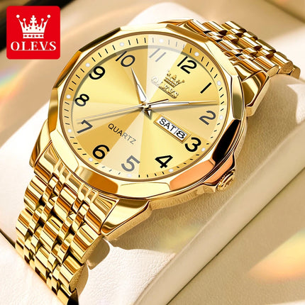OLEVS Original Waterproof Men's Watches Digital Mirror Quartz Watch for Man Luminous Stainless Steel Wristwatch Male Date Week