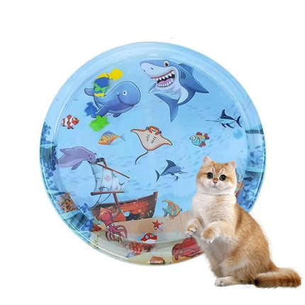 Cat Water Mat Sensory Water Playmat, Anti-Scratch Design Pet Water Mat for Bored Indoor Cats, Cat Interactive Toys with Inflator