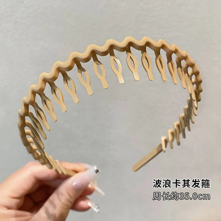 1Pc Solid Color Wave Hairbands for Women Trendy Toothed Non-slip Hair Combs Hair Accessories Girl Face Wash Sports Headbands 집게핀