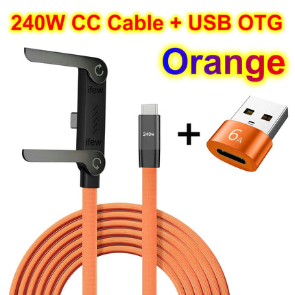 Foldable Charge Cable Usb C Charging Mobile Cable C Flat Charger for iPhone Kickcable Phone Kick Stand Ultra Fast Type C Wire 2M