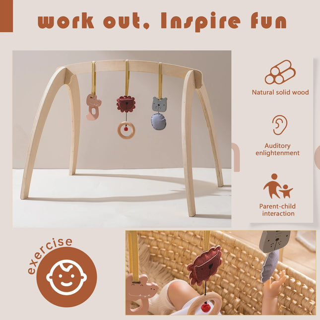 Baby Gym Wooden Carpet Activities for Babies Tent Pendent Hanger Activities for Baby Stroller Toys Wooden Room Activities Gym