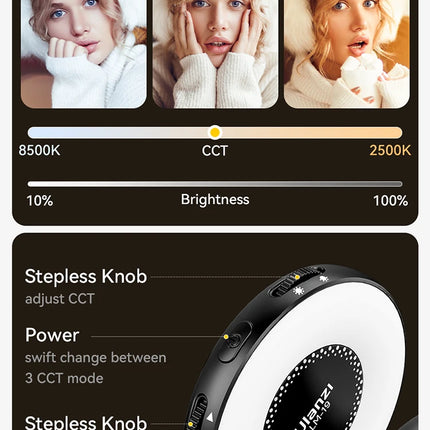 Ulanzi LM19 Mobile Phone Selfie Light Bi-color Pocket LED Magnetic Mini Ring Lamp Photography For iPhone 16 15 Apple 14 13 Pro