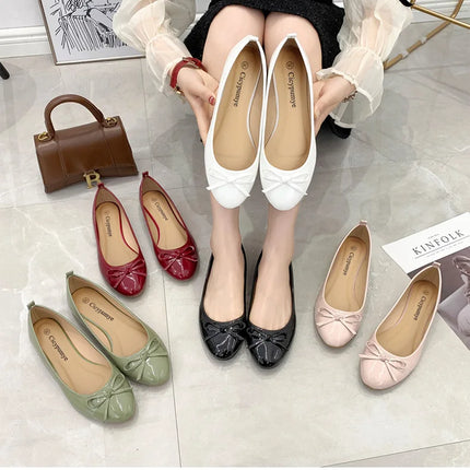 Flat Shoes Women Ballerinas Round Toe Bowtie Slip on Ballet Flats Lazy Loafers Moccasins Ladies Casual Flats Shoes 2023