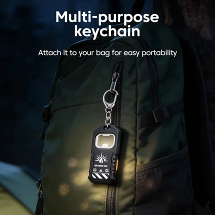 Strong Light LED Keychain Flashlight USB C Rechargeable Waterproof Torch with COB Light Source and Bottle Opener Camping Lantern