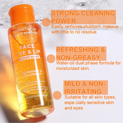 Gentle 3 in 1 Cleansing Oil Makeup Remover For Sensitive Skin Refreshing Moisturize Oil Control Non Irritating Face Lip Eye