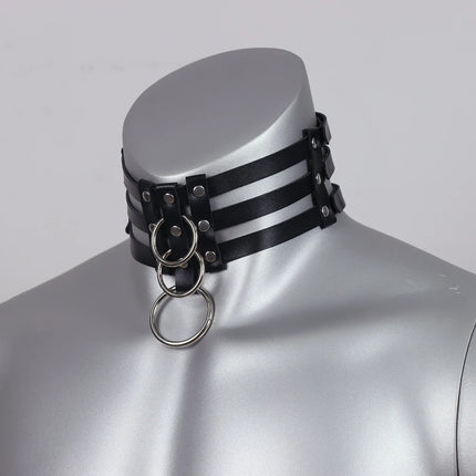 PU Leather Men Harness Handcuffs Gay Fetish Clubwear Costume Erotic Collar Festival Rave Wear Accessories Gothic Punk Bracelet